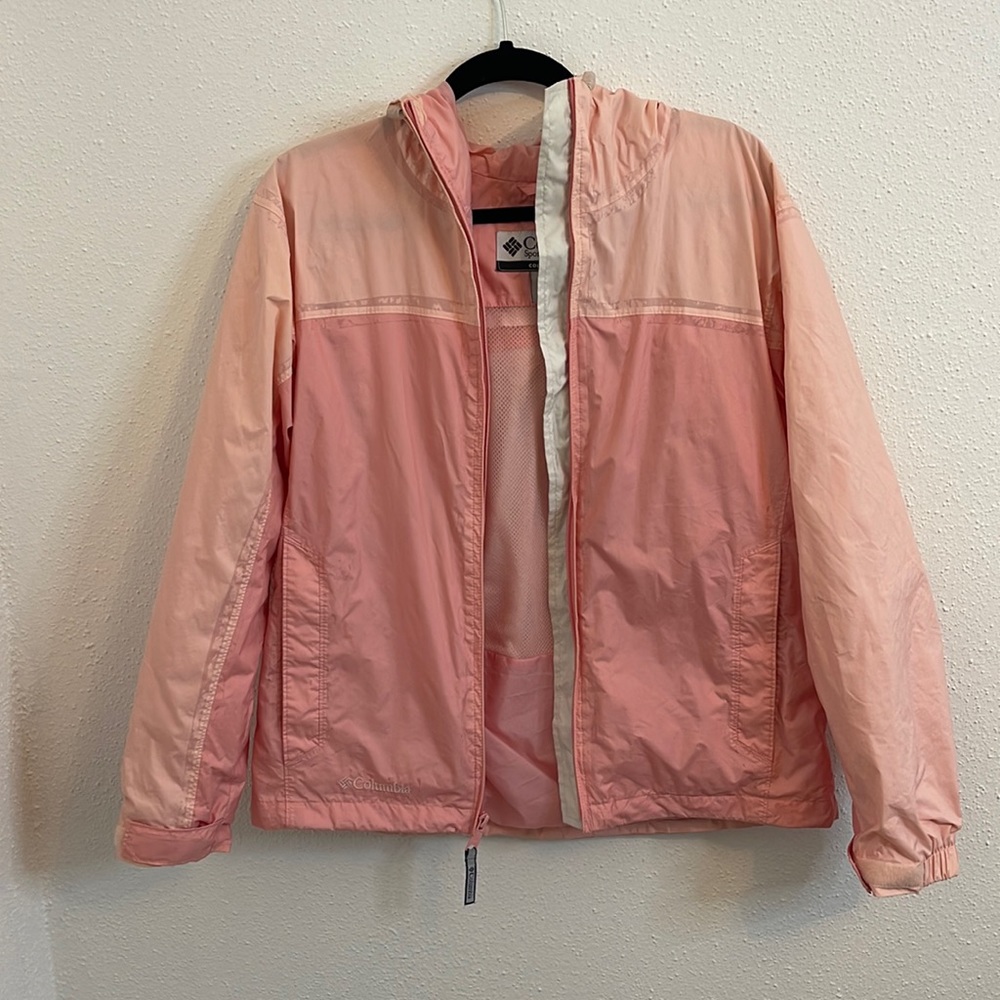 Columbia Light Pink Waterproof Rain Jacket with Hood Size Medium M